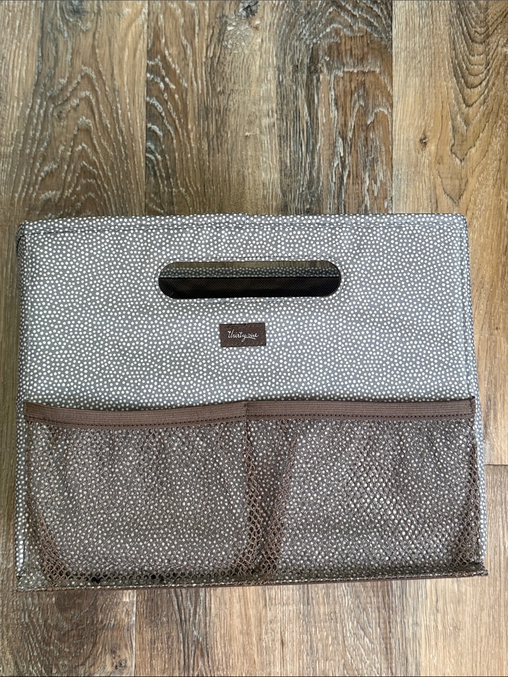 thirty-one Brown and Cream Dotted Organizer File Holder